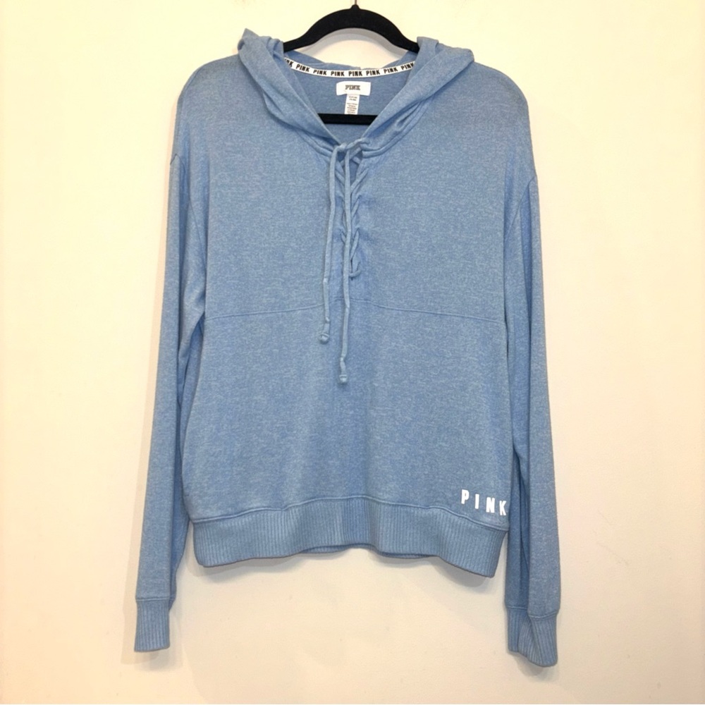 PINK Victoria’s Secret Hooded Pullover Tie Up Sweater Relaxed Fit Women’s size S
